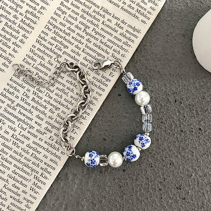 BLUE PEARL CHAIN BRACELET